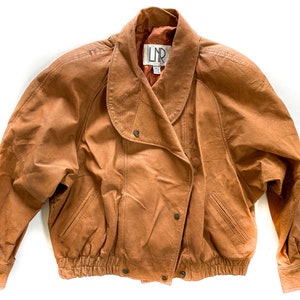 Vintage Coat | Medium Brown Leather Bomber Jacket | Vintage Outerwear | 80&#39;s, 90&#39;s Fashion