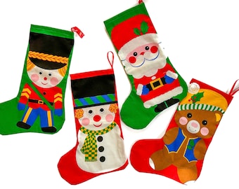 Vintage Stockings | Set of 4 Christmas Stockings | Handmade | Christmas Decor