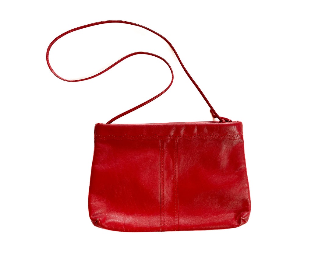 Vintage Purse Red Shoulder Strap Purse Zipper Bag Etsy