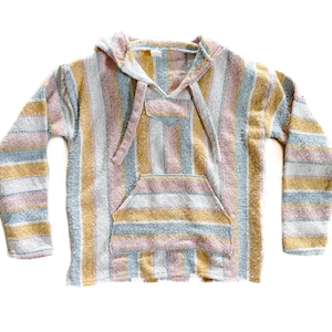 Vintage Hoodie | Kleiner gestreifter Baja Hippie Pullover | 80er, 90er Jahre Mode