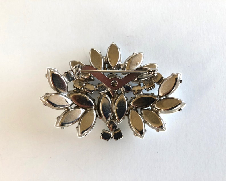 Vintage Costume Jewelry Vintage Brooch Large White and Black Stone BroochPin