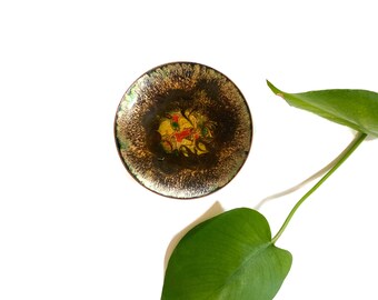 Vintage Dish | Mała miedziana dekoracyjna emaliowana miska | Talerz na drobiazgi/pierścionek/biżuterię | Boho Home Decor