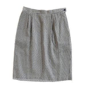 Vintage Skirt | Large Navy Houndstooth Skirt | Straight Short Skirt | Vintage Fashion