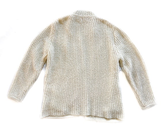 Vintage Sweater | XL White Fuzzy Cardigan | Overs… - image 2