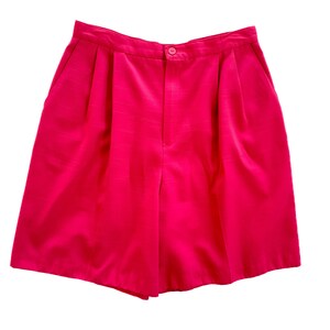 Vintage Shorts | Waist 30 High Waisted Hot Pink Shorts | Pleated Shorts | 80&#39;s, 90&#39;s Fashion