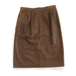 Vintage Skirt | Size Medium Brown Houndstooth Pencil Skirt | Vintage Fashion