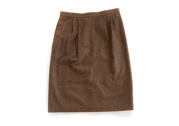 Vintage Skirt | Size Medium Brown Houndstooth Pen… - image 1