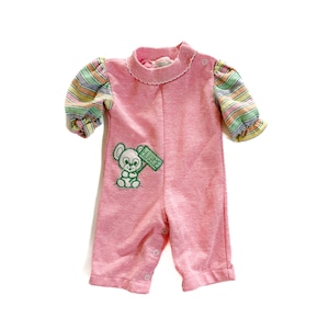 Vintage Girl Outfit | 3 Month Pink One-Piece Outfit | Vintage Children Clothing