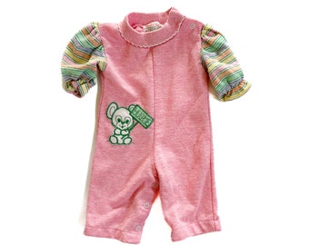 Vintage Girl Outfit | 3 Month Pink One-Piece Outfit | Vintage Children Clothing