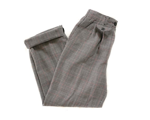 Vintage Pants | Size 6 Plaid Wool Pant | High Ris… - image 1