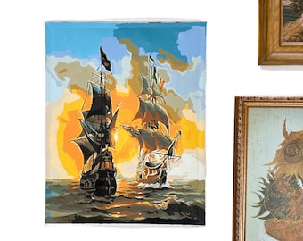 Vintage Paint by Number | Ship/Boat/Nautical Canvas Painting | Home/Wall Decor