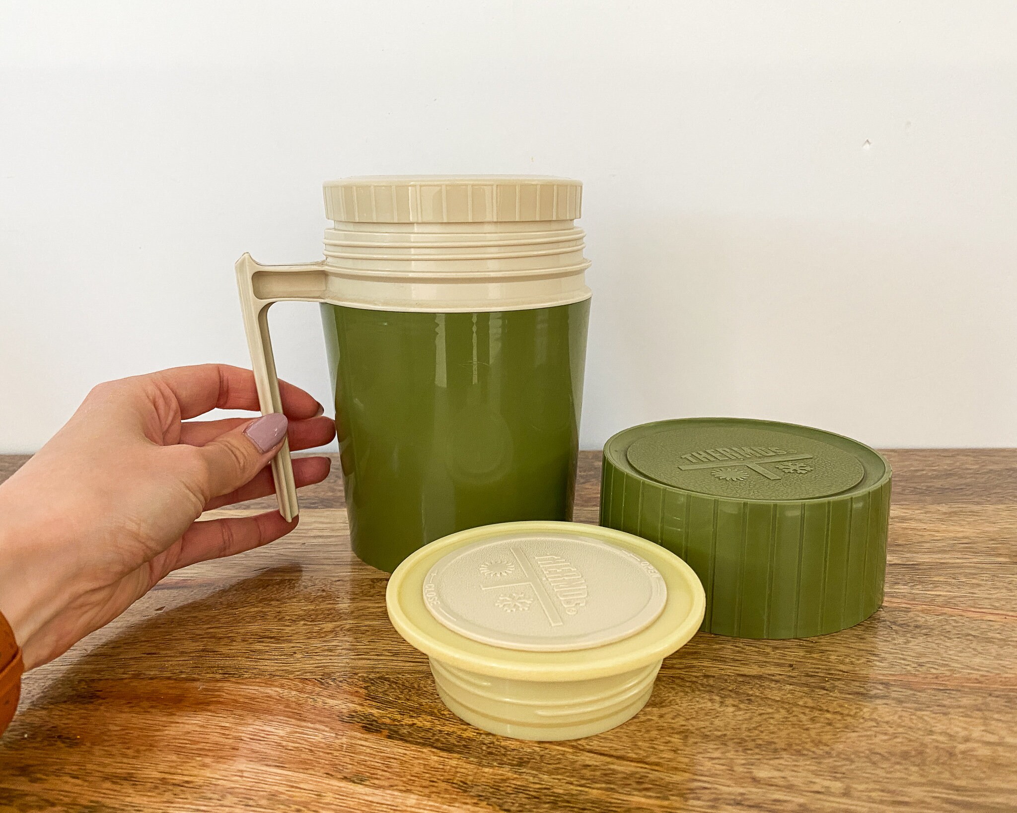 Vintage Thermos Green Plastic Thermos 10 fluid oz. Etsy