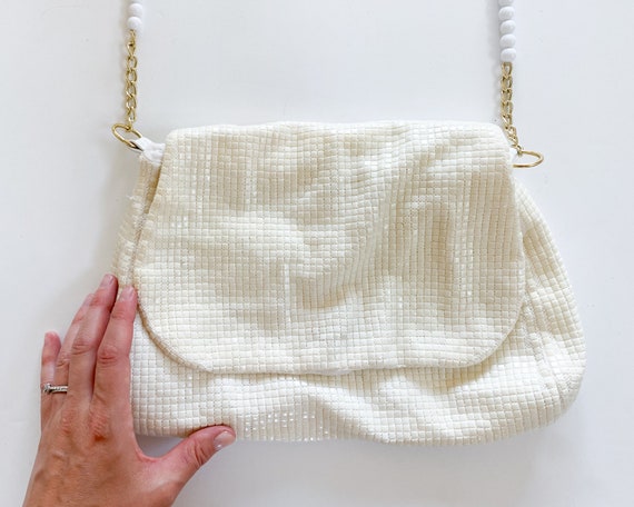 Vintage Purse | Small White Beaded Shoulder Bag |… - image 2