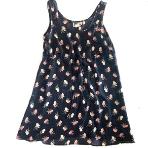Vintage Dress | Size Medium Short Floral Print Dress | Empire Waist, Tank, Summer Dress | 80s, 90s Fashion