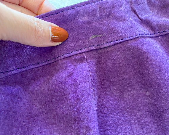 Vintage Skirt | Size 10 Purple Suede Leather Mini… - image 5