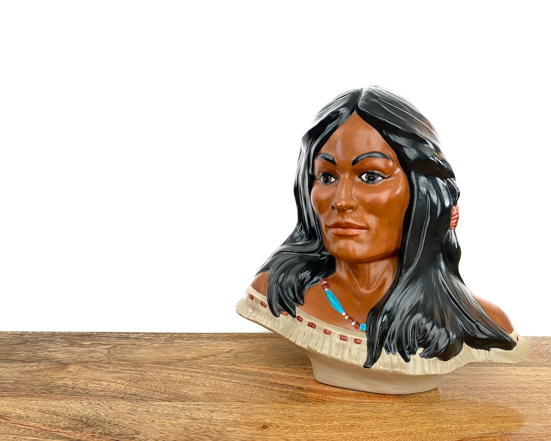 Vintage Statue Native American Ceramic Head/bust Figurines Home Decor