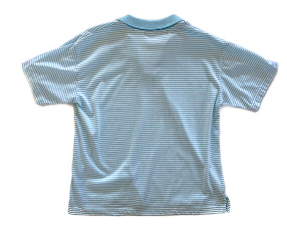 Vintage T-Shirt | Medium Blue Striped Polo Shirt … - image 3