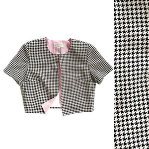Vintage Blazer/Jacket | Size 8 Houndstooth Bolero Dress Jacket | 80s, 90s Fashion