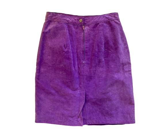 Vintage Skirt | Size 10 Purple Suede Leather Mini… - image 2