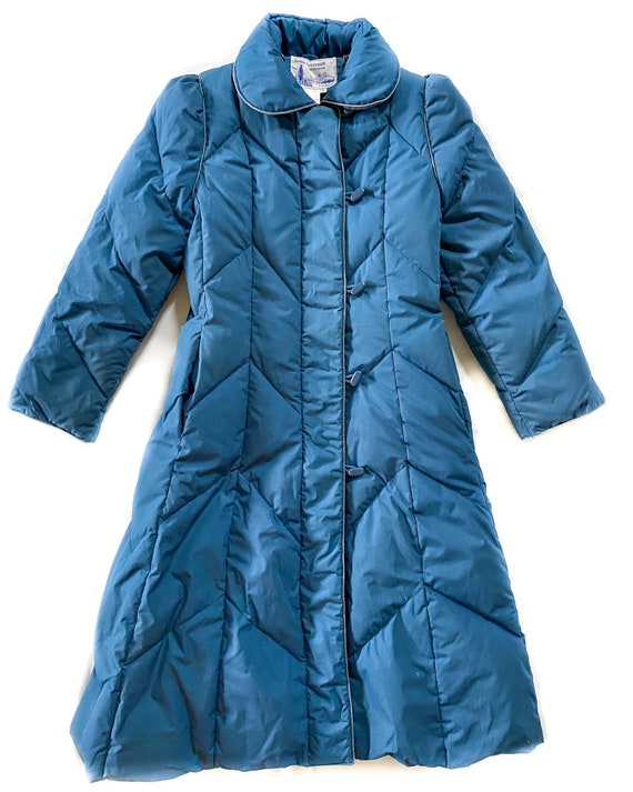 Vintage Coat | Small Long Blue Puffer Down Coat |