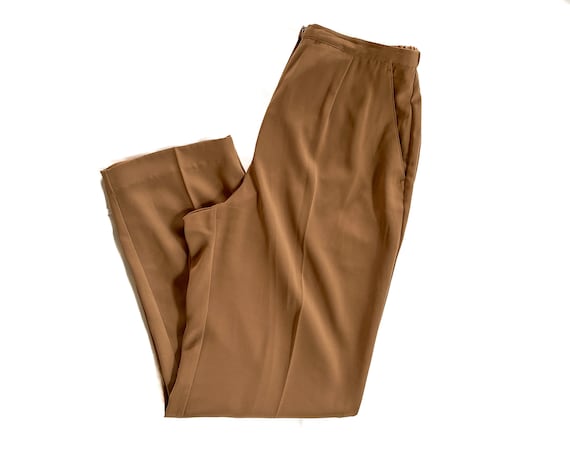 Vintage Pants | Size 8P Brown Dress Pant | High Rise, Tapered Leg