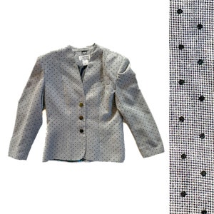 Blazer vintage | Veste habillée noire/blanche à pois | Mode des années 80, 90