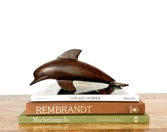 Vintage Dolphin | Wood Animal Figurine/Statue | Mid-Century Shelf/Home Decor