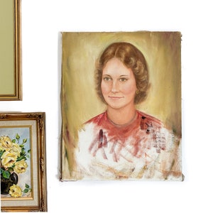 Peinture vintage | Peinture originale de portrait | Portrait de femme | Accueil/Décoration murale