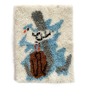 Vintage Rug | Seagull Latch Hook Rug/Wall Hanging | Shag Rug | Bathroom Rug | 70s, Boho Home/Wall Decor