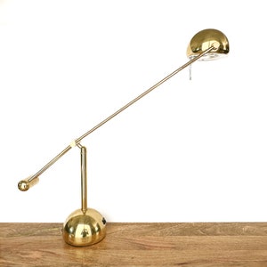 Vintage Lamp | Large Brass Arm Table Lamp | Industrial, Mid-Century Office Lighting