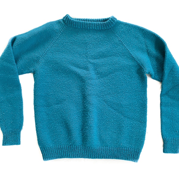 Vintage Sweater | Small Unisex Teal/Turquoise Sweater | Crewneck Knit Pullover | 80's, 90's Fashion