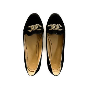 Vintage Flats | Size 8.5 Black Velvet Slip On Shoes | Woman&#39;s Vintage Flats