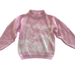 Vintage Sweater | Girl&#39;s Medium Pink Pullover Sweater | 80&#39;s, 90&#39;s Fashion
