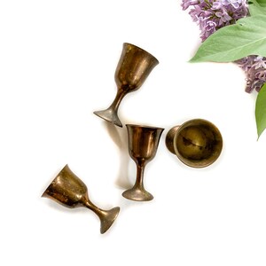 Vintage Goblets | Set of Four Small Brass Goblets  | Vintage Barware, Serveware, Drinkware, Stemware