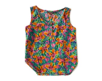 Vintage Blouse | Medium Colorful Floral Blouse | Woolrich | 80s, 90s Fashion
