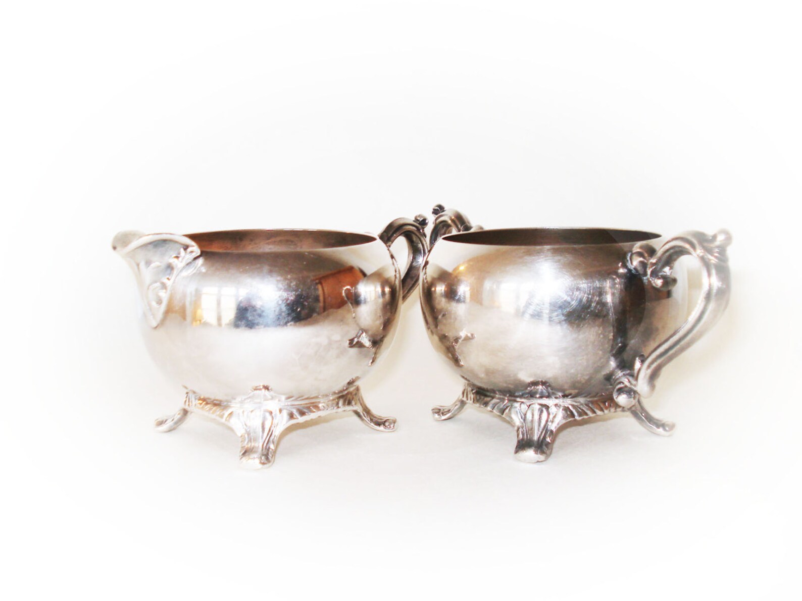 Vintage SILVER Sugar and Creamer Set 1950 antique silver sugar Etsy