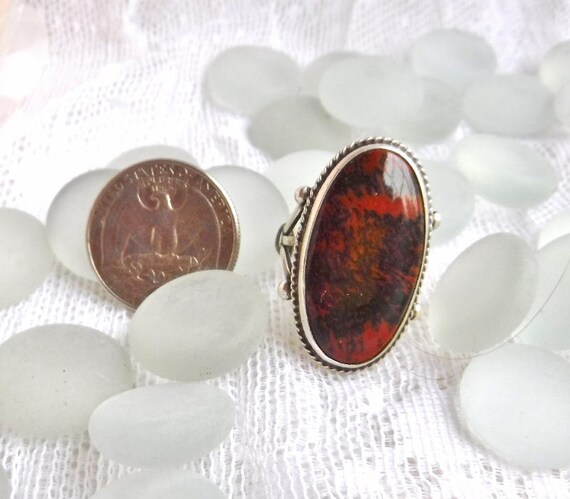 SILVER and Stone Ring  vintage ring southwest art… - image 5