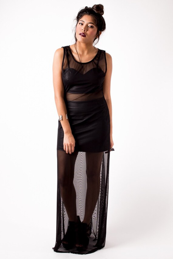 black sheer mesh dress