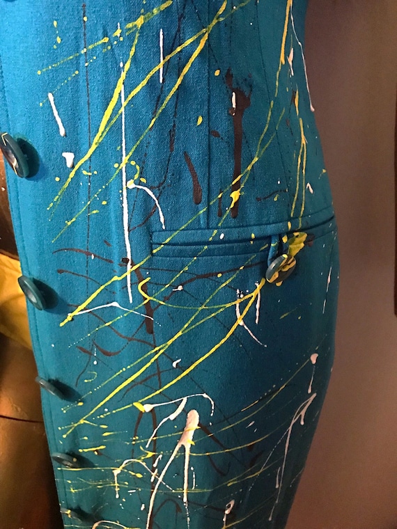 SALE Custom Hand Painted Blue Duster Dress - image 9