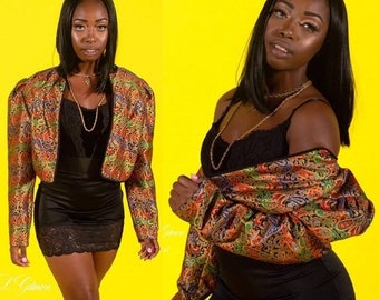 SALE Vintage Fancy Paisley Crop Blazer Jacket by Patra