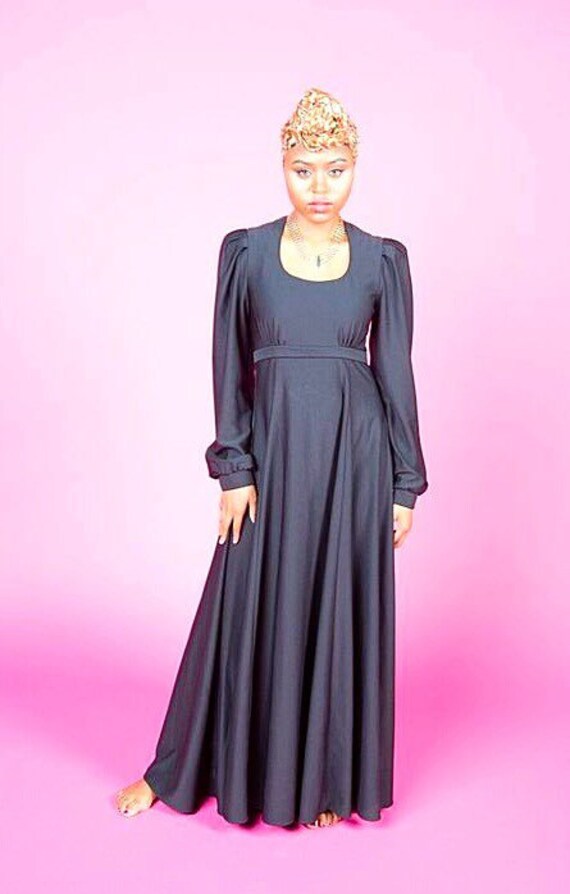 SALE Vintage Black Longsleeve Empire Waist Gown - image 3