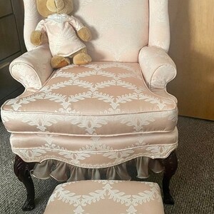 SALE Custom One of a Kind Vintage Nursery Chair Footstool Ottoman Teddy Bear Set image 1