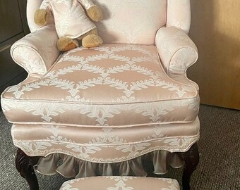 SALE Custom One of a Kind Vintage Nursery Chair Footstool Ottoman Teddy Bear Set