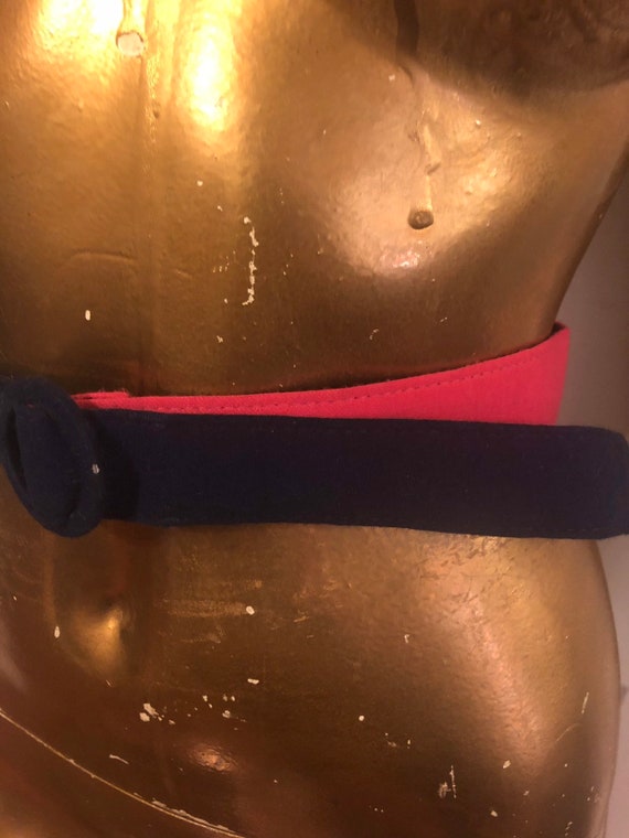 SALE Vintage Navy Blue & Hot Pink Belt - image 3