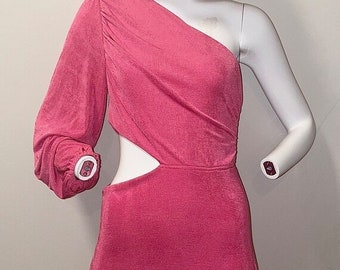 SALE Custom Handmade Pink 1 Sleeve Cut Out Bodycon Dress