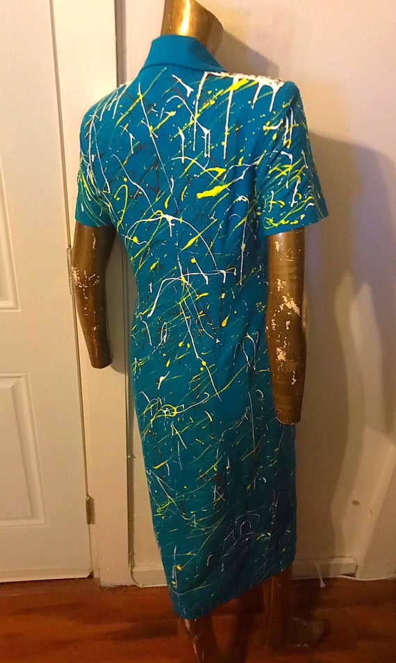 SALE Custom Hand Painted Blue Duster Dress - image 6