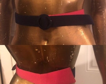 SALE Vintage Navy Blue & Hot Pink Belt