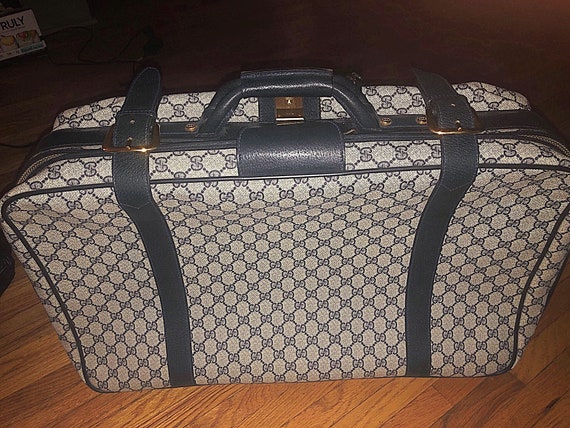 SALE Vintage Gucci Navy Blue Monogram Suitcase Etsy Canada