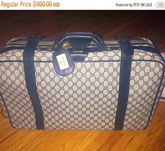 SALE Vintage Gucci Navy Blue Monogram Suitcase - image 1