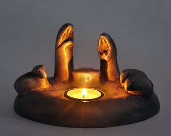 Handmade Pewter Nativity Scene Tea Light Candle Holder